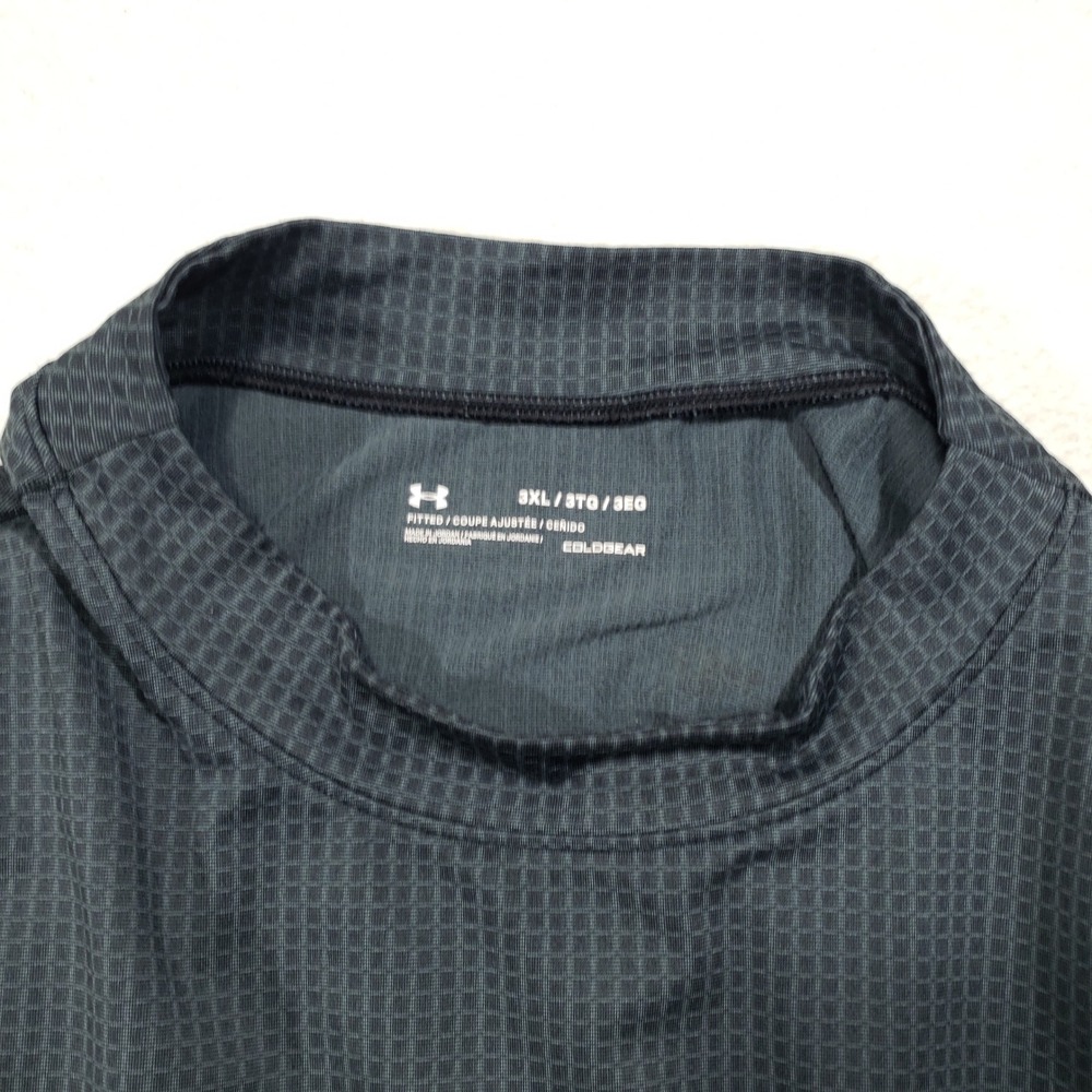 Under Armour ColdGear Baselayer Men 3XL Gray Grid Mock Neck Fitted Shirt Gym - Picture 2 of 8